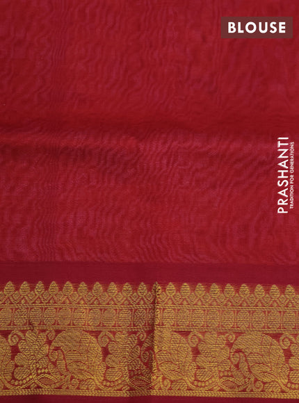 Silk cotton saree dual shade of peach orange and maroon with allover self emboss & jacquard and zari woven border