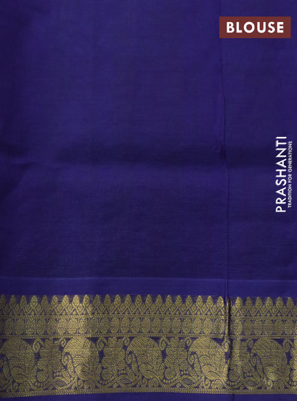 Silk cotton saree dual shade of green and blue with allover self emboss & jacquard and zari woven border