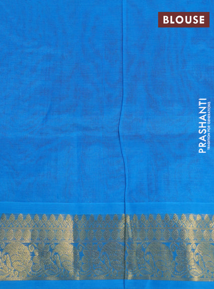 Silk cotton saree grey and cs blue with allover self emboss & jacquard and zari woven border