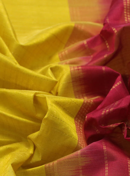 Silk cotton saree mustard yellow and maroon with allover zari checks & buttas and annam & rudhraksha zari woven border