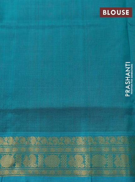 Silk cotton saree maroon and teal blue with zari woven buttas and rich zari woven border