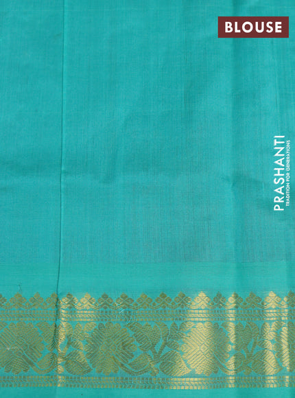 Silk cotton saree maroon and teal green with zari woven buttas and rich zari woven border