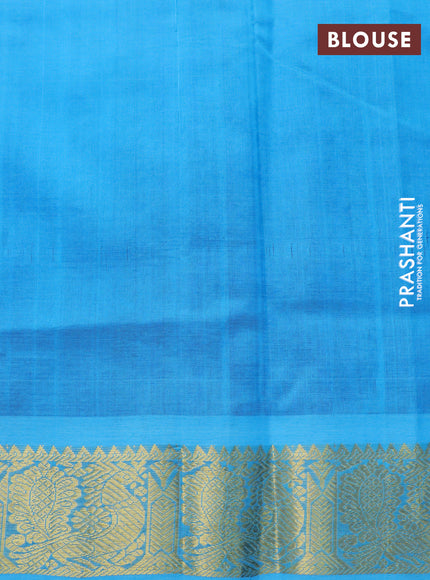 Silk cotton saree blue and cs blue with zari woven buttas and annam zari woven border