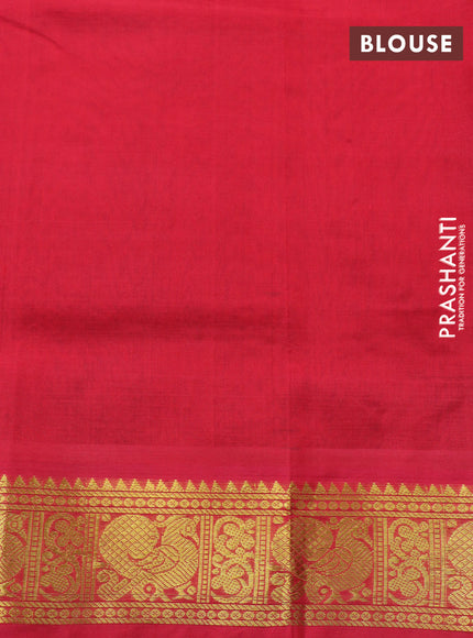 Silk cotton saree navy blue and red with zari woven buttas and rich zari woven border