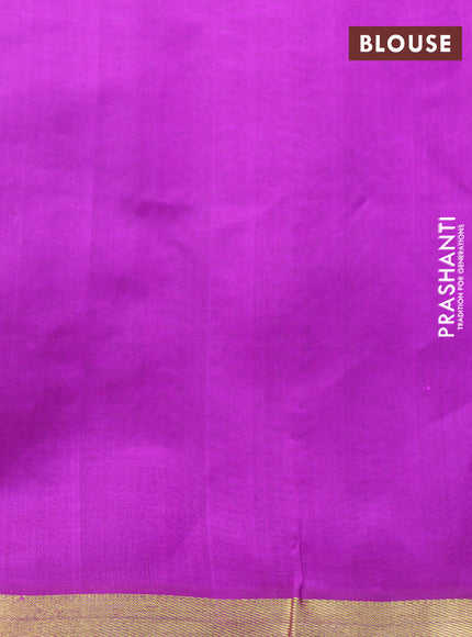 Silk cotton saree light green and purple with annam & rudhraksha zari woven buttas and zari woven border