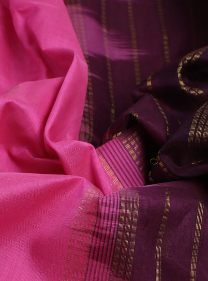 Silk cotton saree light pink and wine shade with zari woven buttas and zari woven border