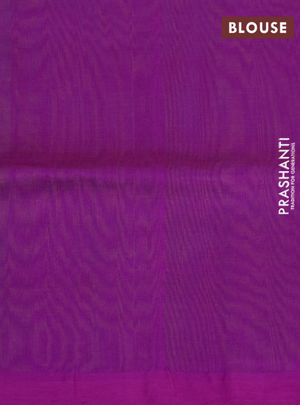 Silk cotton saree light green and purple with zari woven buttas and zari woven temple design border