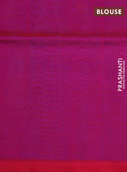 Silk cotton saree dual shade of blue and pink with zari woven buttas and zari woven temple design border