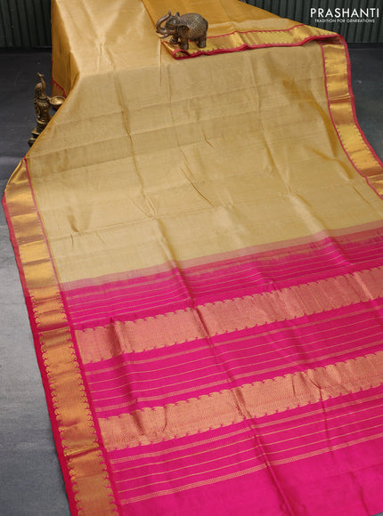 Silk cotton saree sandal and pink with allover vairaosi pattern and paisley zari woven border