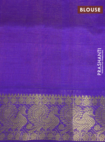 Silk cotton saree rust shade and blue with allover vairaosi pattern and annam zari woven border