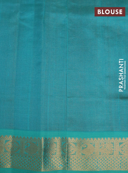 Silk cotton saree maroon and teal blue with allover vairaosi pattern & buttas and annam zari woven border