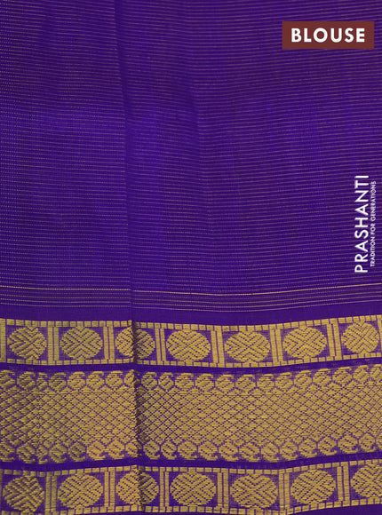 Silk cotton saree cream and blue with allover vairaosi pattern and rudhraksha zari woven border