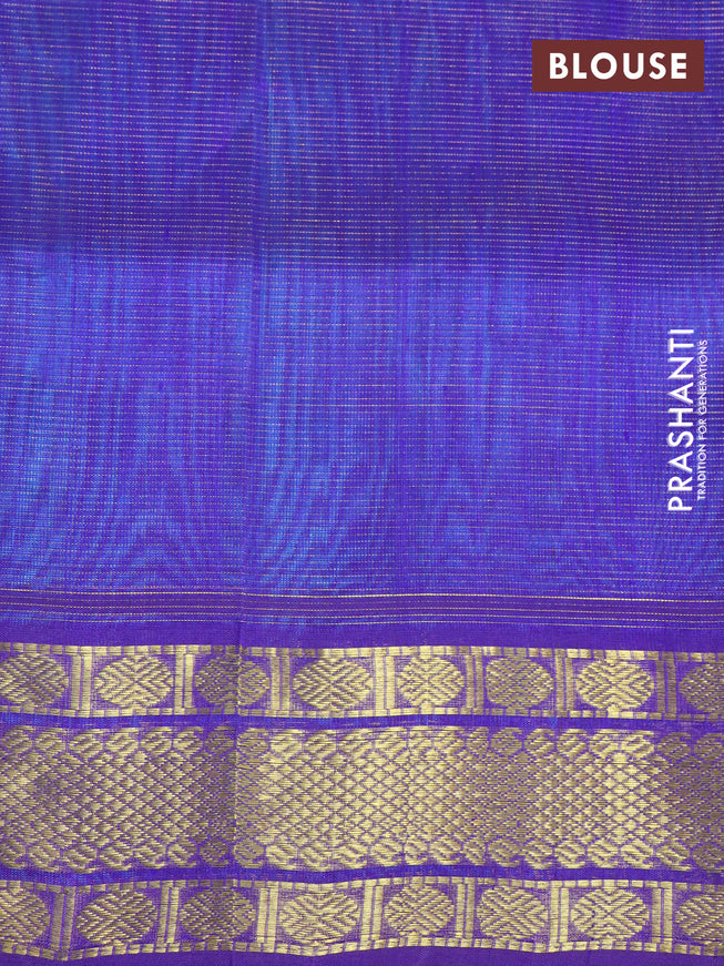 Silk cotton saree cs blue and blue with allover vairaosi pattern and rudhraksha zari woven border