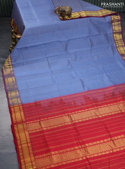 Silk cotton saree grey and maroon with allover vairaosi pattern and rudhraksha zari woven border