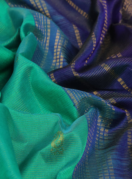 Silk cotton saree green and blue with allover vairaosi pattern & buttas and annam zari woven border