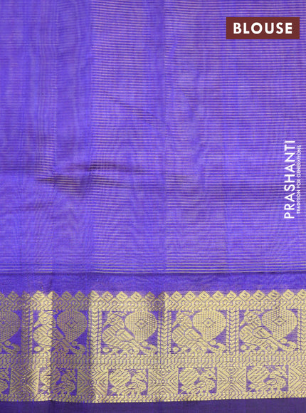 Silk cotton saree beige and blue with allover vairaosi pattern and annam zari woven border