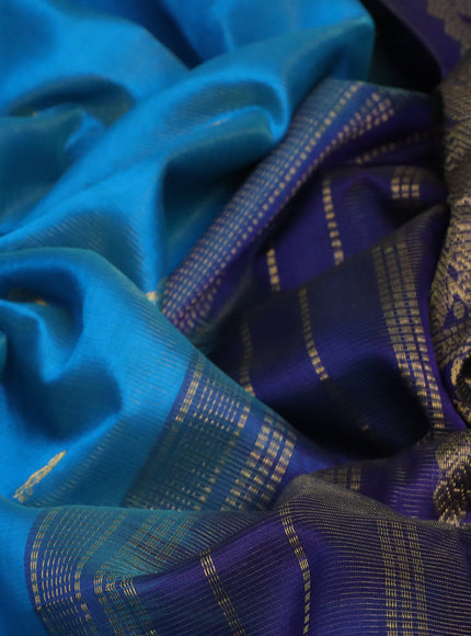 Silk cotton saree cs blue and blue with allover vairaosi pattern & buttas and annam zari woven border