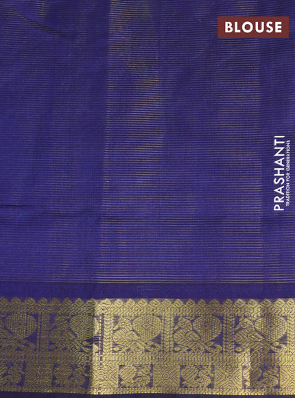 Silk cotton saree cs blue and blue with allover vairaosi pattern & buttas and annam zari woven border