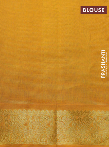 Silk cotton saree cs blue and mustard yellow with allover vairaosi pattern & buttas and annam zari woven border