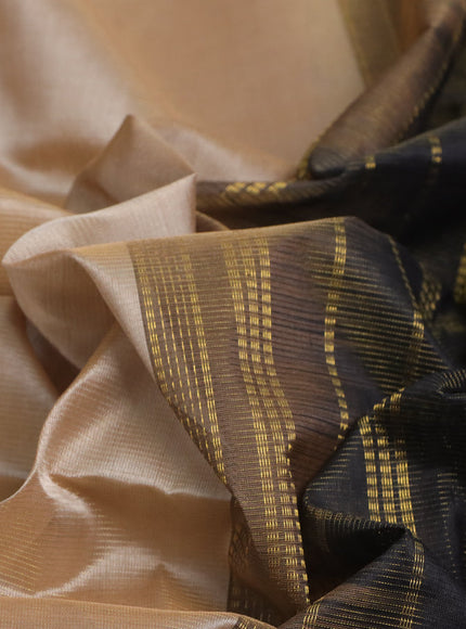 Silk cotton saree beige and black with allover vairaosi pattern and annam zari woven border