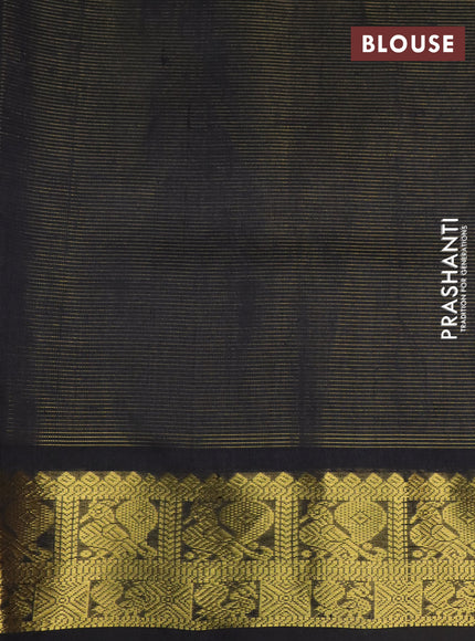 Silk cotton saree beige and black with allover vairaosi pattern and annam zari woven border