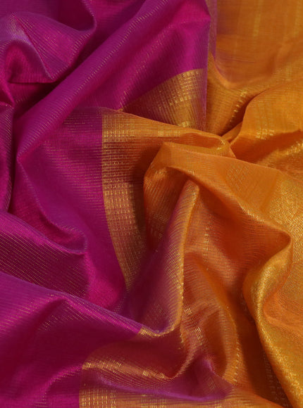 Silk cotton saree purple and mustard yellow with allover vairaosi pattern and annam zari woven border