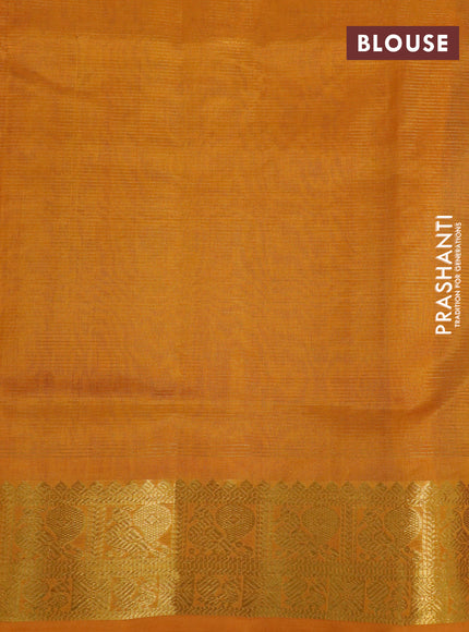 Silk cotton saree purple and mustard yellow with allover vairaosi pattern and annam zari woven border