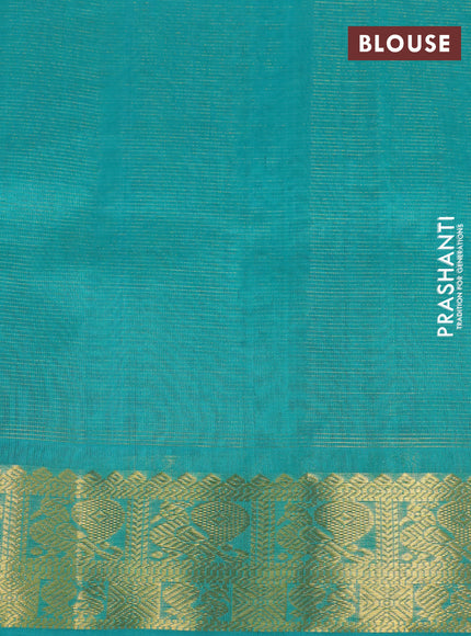 Silk cotton saree purple and teal blue with allover vairaosi pattern & buttas and annam zari woven border