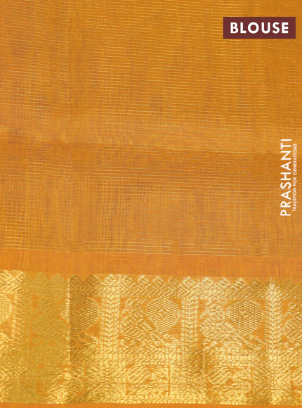 Silk cotton saree dual shade of blue and mustard yellow with allover vairaosi pattern and annam zari woven border