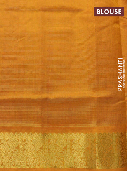 Silk cotton saree pink and mustard yellow with allover vairaosi pattern and annam zari woven border