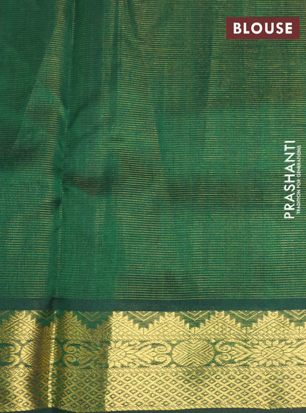 Silk cotton saree green with allover vairaosi pattern and zaro woven border