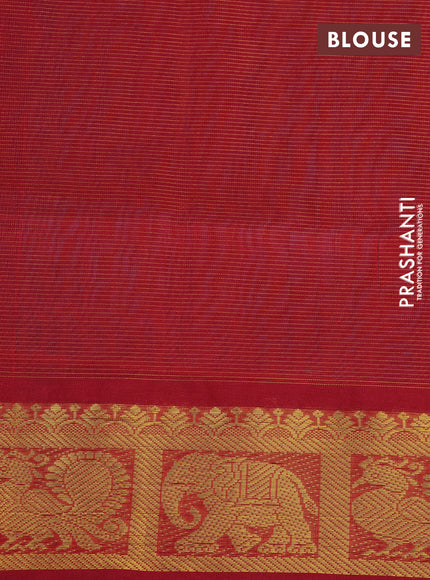 Silk cotton saree dual shade of blue and maroon with allover vairaosi pattern and annam & elephant & zari woven border