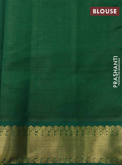 Silk cotton saree grey shade and green with allover vairaosi pattern and zari woven border