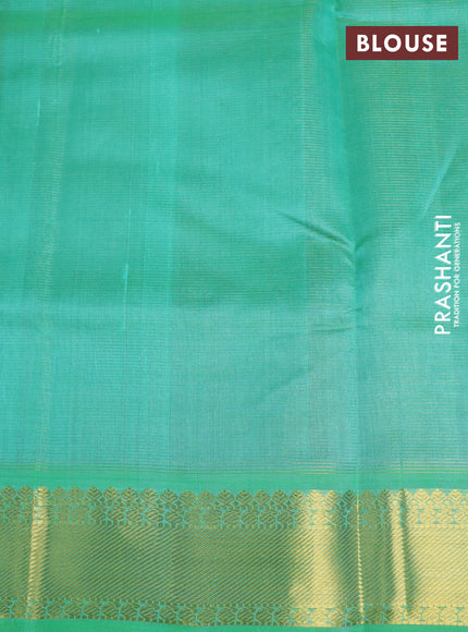 Silk cotton saree grey and green with allover vairaosi pattern and zari woven border