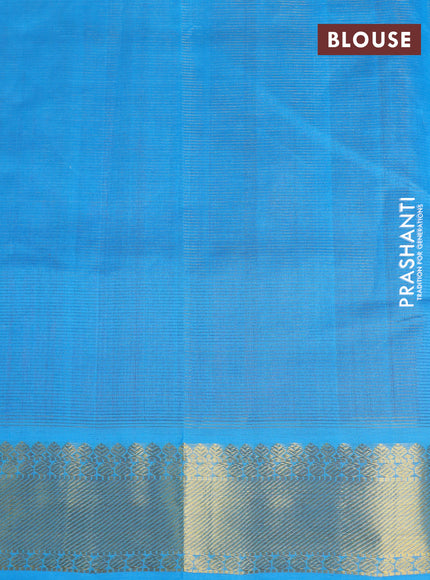 Silk cotton saree deep purple and cs blue with allover vairaosi pattern and zari woven border