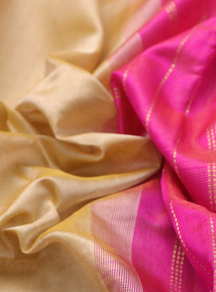 Silk cotton saree sandal and pink with allover vairaosi pattern and zari woven border