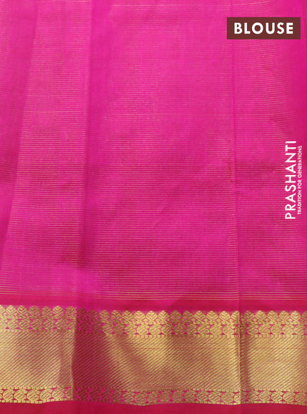 Silk cotton saree sandal and pink with allover vairaosi pattern and zari woven border