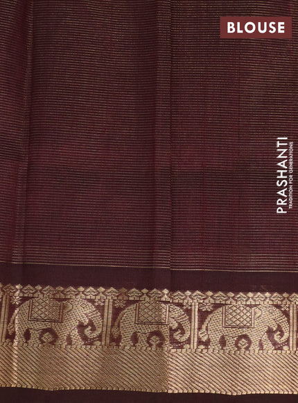 Silk cotton saree pink and coffee brown with allover vairaosi pattern & buttas and zari woven border