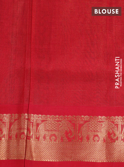 Silk cotton saree blue and red with allover vairaosi pattern & buttas and zari woven border