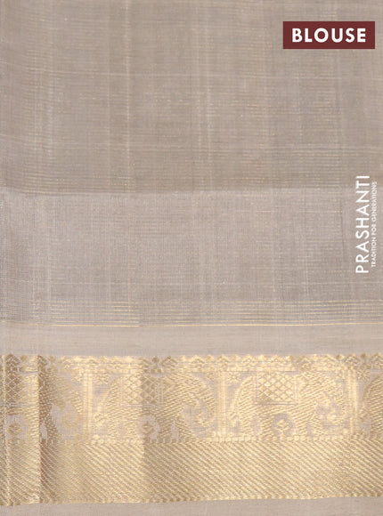 Silk cotton saree brown and sandal with allover vairaosi pattern & buttas and zari woven border