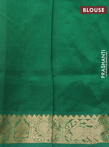 Silk cotton saree sandal and green with allover vairaosi pattern & buttas and zari woven border