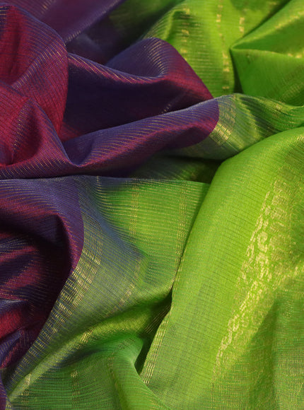 Silk cotton saree deep maroon and light green with allover vairaosi pattern and annam zari woven border