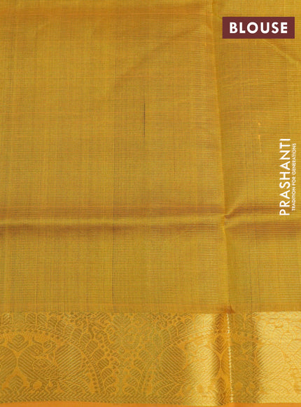 Silk cotton saree green and mustard yellow with allover vairaosi pattern and annam zari woven border