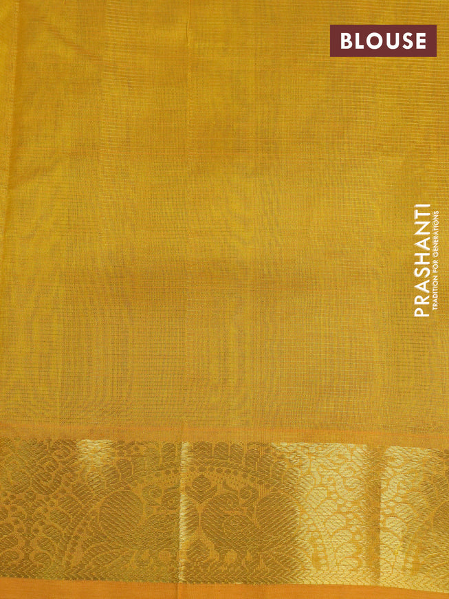 Silk cotton saree peacock blue and mustard yellow with allover vairaosi pattern and annam zari woven border