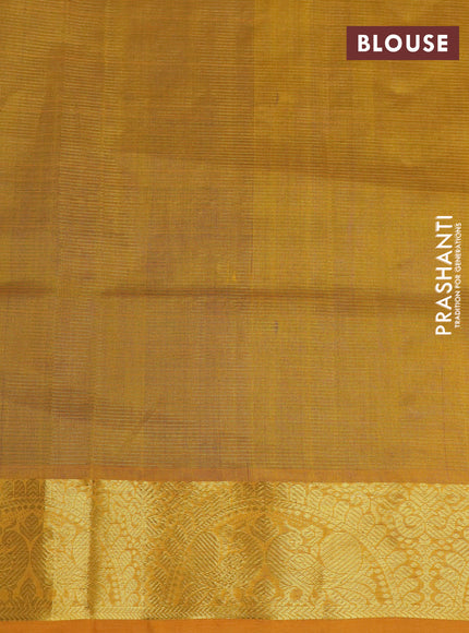 Silk cotton saree blue and mustard yellow with allover vairaosi pattern and annam zari woven border