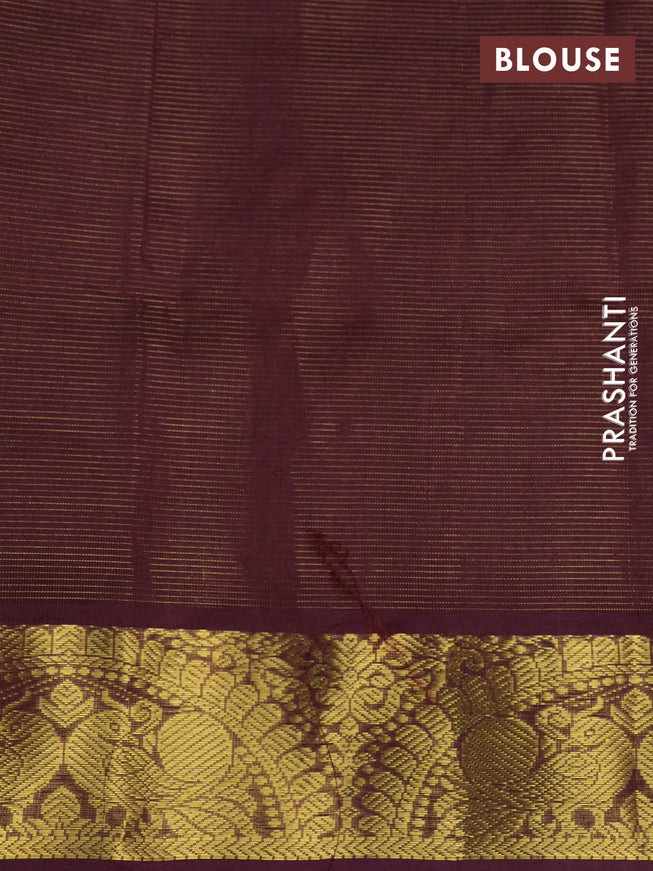 Silk cotton saree pink and black with allover vairaosi pattern and annam zari woven border