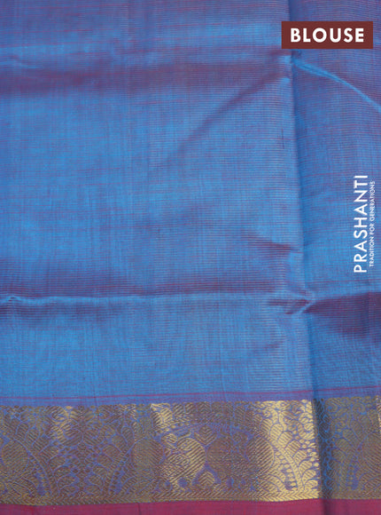 Silk cotton saree light blue and dual shade of maroon with allover vairaosi pattern and annam zari woven border