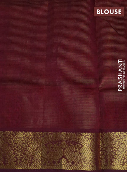 Silk cotton saree dual shade of pink and deep maroon with allover vairaosi pattern and annam zari woven border