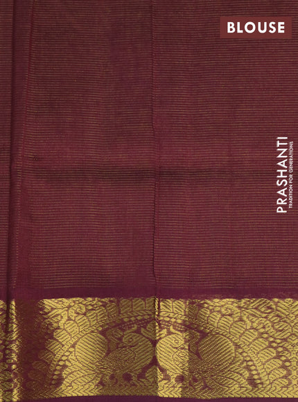 Silk cotton saree yellow and deep brown with allover vairaosi pattern and annam zari woven border