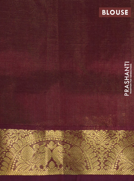 Silk cotton saree pale yellow shade and wine shade with allover vairaosi pattern and annam zari woven border